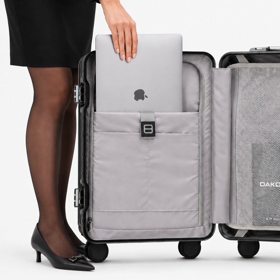 DAKOZO Bold Series - Cabin Suitcase - Hybrid - Dark Green