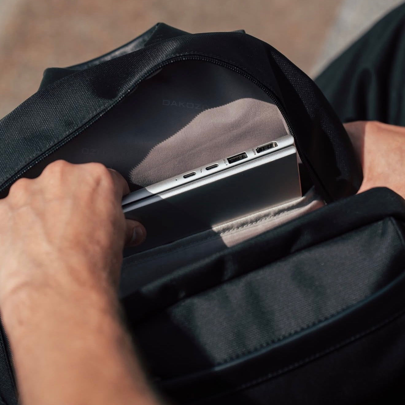 Backpack - M8 Series - Nylon and Genuine Leather - Black