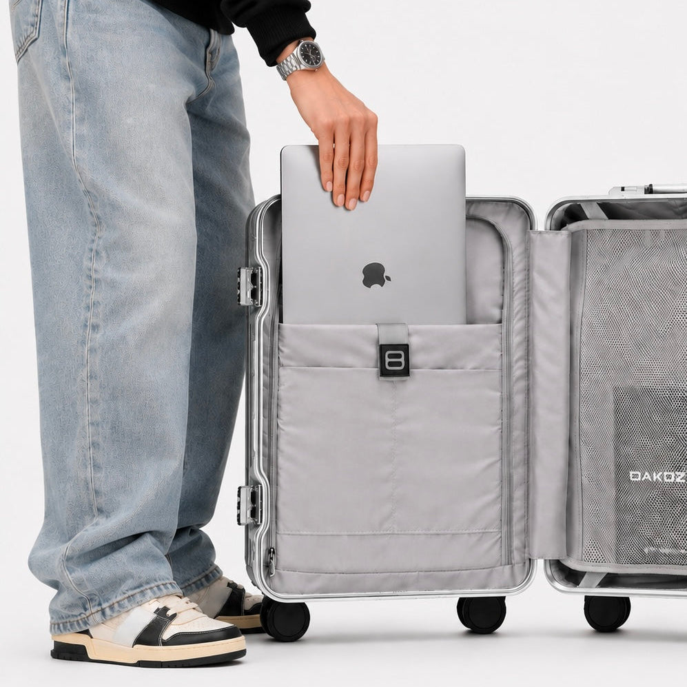 DAKOZO Bold Series - Cabin Suitcase - Hybrid - Silver