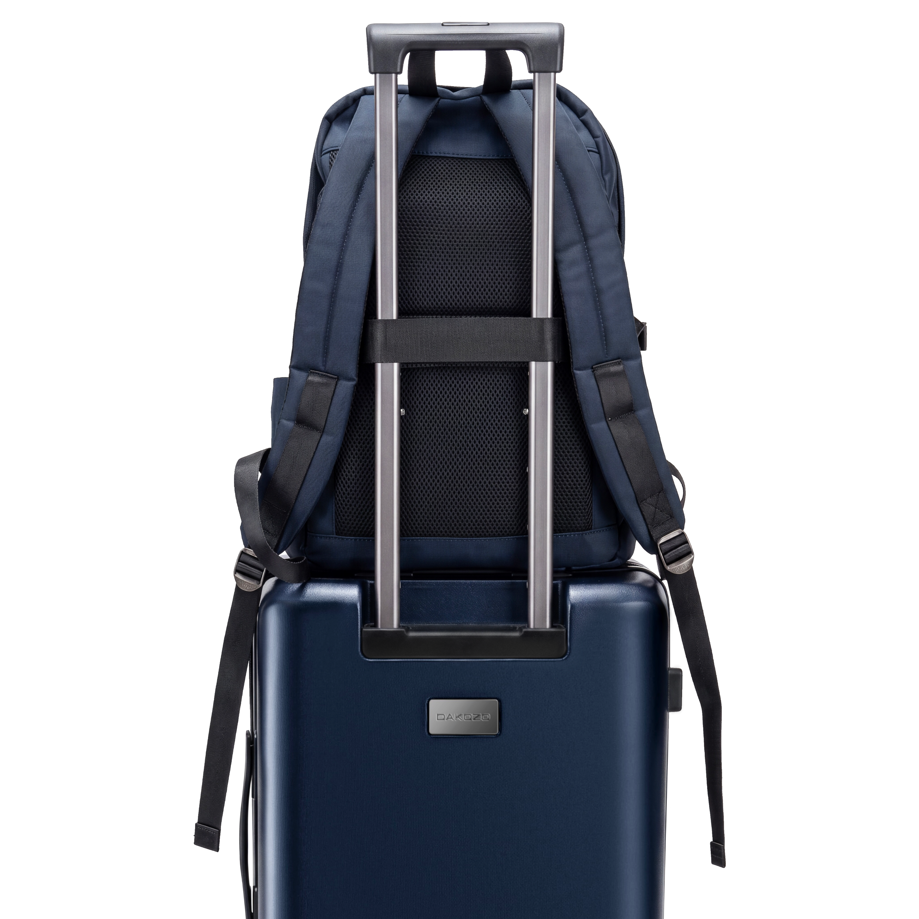 Backpack - M8 Series - Nylon and Genuine Leather - Navy Blue